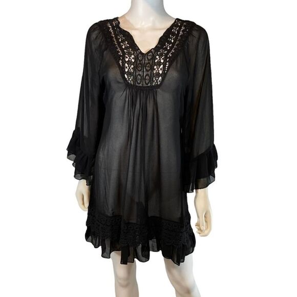 Mariarerio Sheer Ruffle Night Gown - Picture 1 of 11